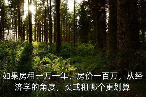 如果房租一萬一年，房價一百萬，從經(jīng)濟(jì)學(xué)的角度，買或租哪個更劃算
