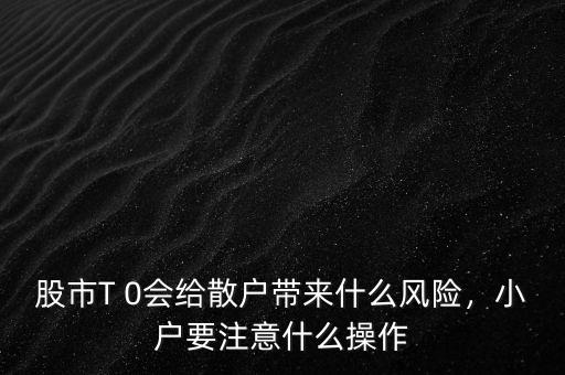 股市T 0會(huì)給散戶(hù)帶來(lái)什么風(fēng)險(xiǎn)，小戶(hù)要注意什么操作