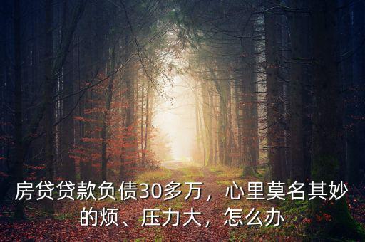 房貸貸款負(fù)債30多萬(wàn)，心里莫名其妙的煩、壓力大，怎么辦