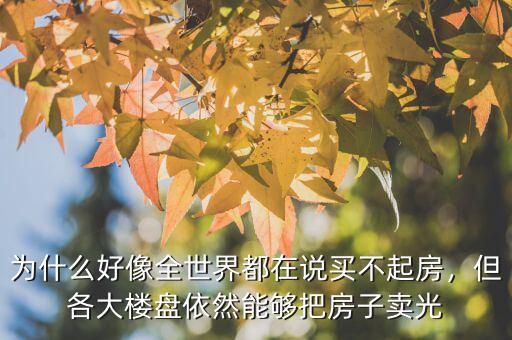為什么好像全世界都在說買不起房，但各大樓盤依然能夠把房子賣光