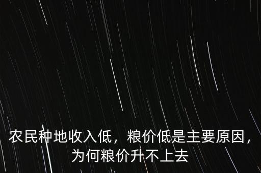 農(nóng)民種地收入低，糧價低是主要原因，為何糧價升不上去