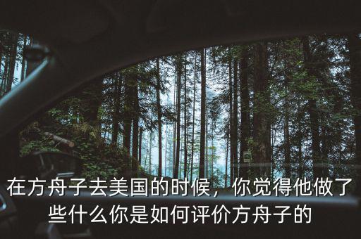 在方舟子去美國(guó)的時(shí)候，你覺(jué)得他做了些什么你是如何評(píng)價(jià)方舟子的