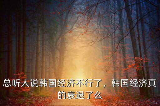 總聽(tīng)人說(shuō)韓國(guó)經(jīng)濟(jì)不行了，韓國(guó)經(jīng)濟(jì)真的衰退了么