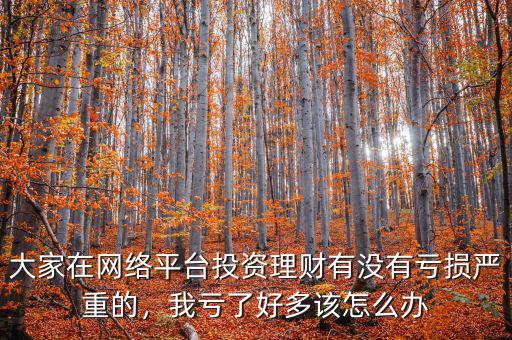 大家在網(wǎng)絡(luò)平臺投資理財有沒有虧損嚴重的，我虧了好多該怎么辦