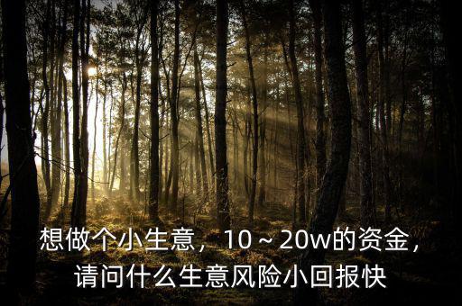 想做個(gè)小生意，10～20w的資金，請(qǐng)問(wèn)什么生意風(fēng)險(xiǎn)小回報(bào)快