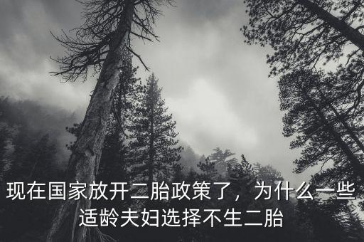 現(xiàn)在國家放開二胎政策了，為什么一些適齡夫婦選擇不生二胎