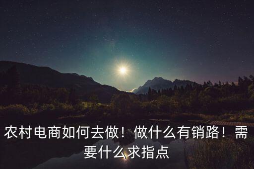農(nóng)村電商如何去做！做什么有銷路！需要什么求指點