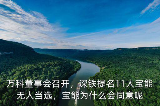 萬(wàn)科董事會(huì)召開(kāi)，深鐵提名11人寶能無(wú)人當(dāng)選，寶能為什么會(huì)同意呢