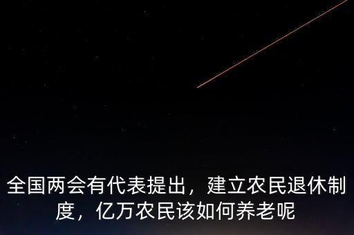 全國兩會有代表提出，建立農(nóng)民退休制度，億萬農(nóng)民該如何養(yǎng)老呢