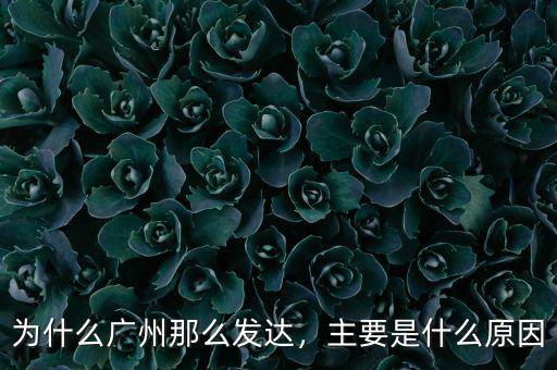 為什么廣州那么發(fā)達(dá)，主要是什么原因