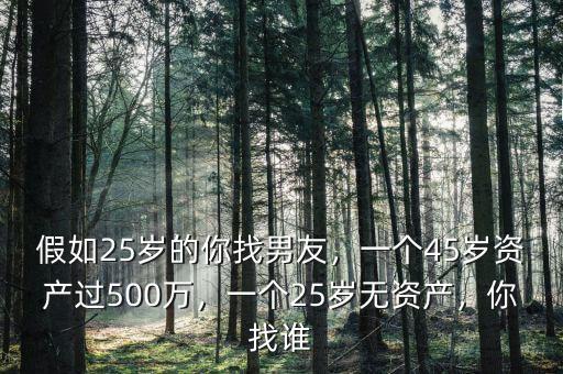 假如25歲的你找男友，一個45歲資產過500萬，一個25歲無資產，你找誰