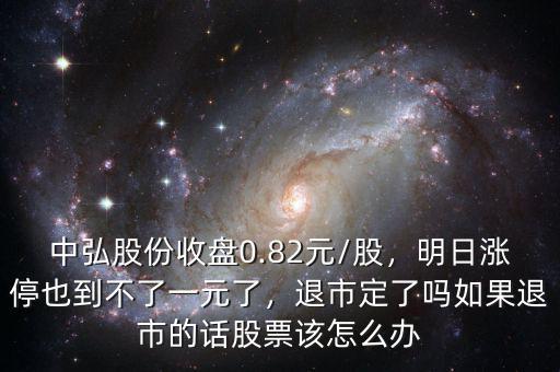 中弘股份收盤0.82元/股，明日漲停也到不了一元了，退市定了嗎如果退市的話股票該怎么辦