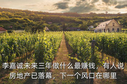 李嘉誠未來三年做什么最賺錢，有人說房地產(chǎn)已落幕，下一個風(fēng)口在哪里