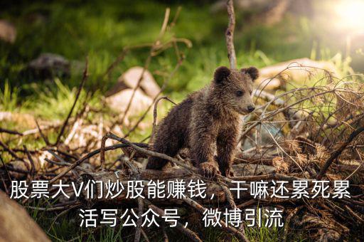 股票大V們炒股能賺錢，干嘛還累死累活寫公眾號，微博引流