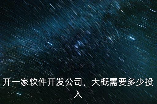 開一家軟件開發(fā)公司，大概需要多少投入