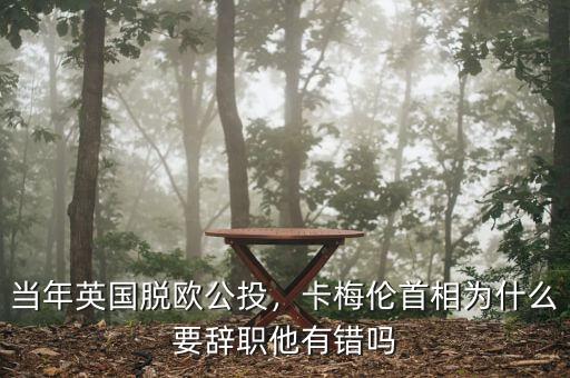 當(dāng)年英國脫歐公投，卡梅倫首相為什么要辭職他有錯(cuò)嗎