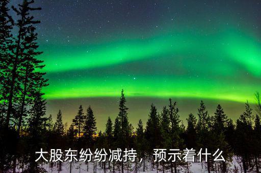 大股東紛紛減持，預(yù)示著什么