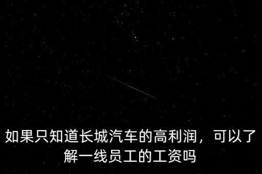 如果只知道長城汽車的高利潤，可以了解一線員工的工資嗎