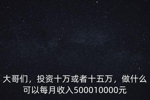 大哥們，投資十萬或者十五萬，做什么可以每月收入500010000元