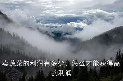 賣蔬菜的利潤有多少，怎么才能獲得高的利潤