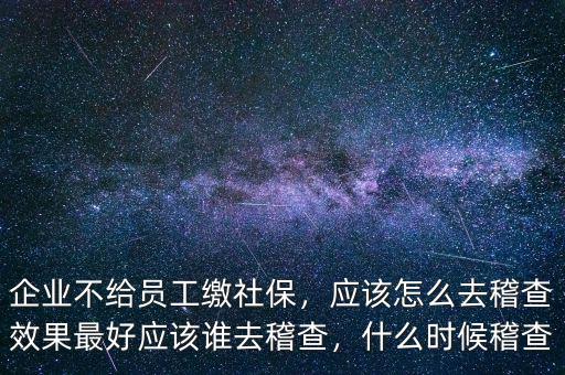 企業(yè)不給員工繳社保，應(yīng)該怎么去稽查效果最好應(yīng)該誰去稽查，什么時候稽查