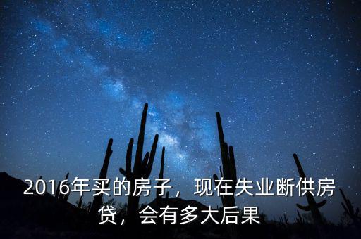 2016年買(mǎi)的房子，現(xiàn)在失業(yè)斷供房貸，會(huì)有多大后果