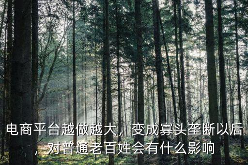 電商平臺越做越大，變成寡頭壟斷以后，對普通老百姓會有什么影響
