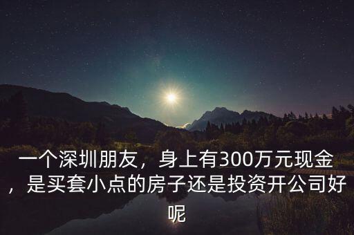 一個深圳朋友，身上有300萬元現(xiàn)金，是買套小點的房子還是投資開公司好呢