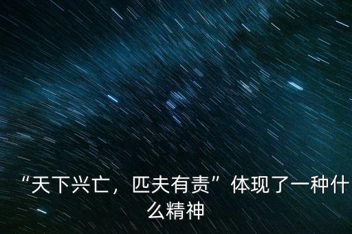 “天下興亡，匹夫有責(zé)”體現(xiàn)了一種什么精神