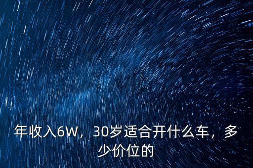 年收入6W，30歲適合開什么車，多少價位的