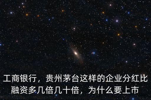 工商銀行，貴州茅臺這樣的企業(yè)分紅比融資多幾倍幾十倍，為什么要上市