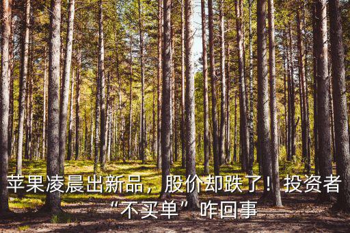 蘋果凌晨出新品，股價(jià)卻跌了！投資者“不買單”咋回事
