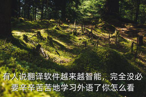 有人說翻譯軟件越來越智能，完全沒必要辛辛苦苦地學(xué)習(xí)外語了你怎么看
