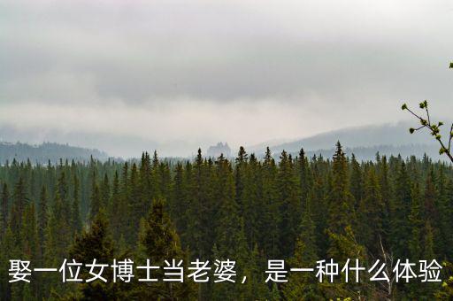 娶一位女博士當(dāng)老婆，是一種什么體驗(yàn)