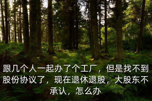 跟幾個(gè)人一起辦了個(gè)工廠，但是找不到股份協(xié)議了，現(xiàn)在退休退股，大股東不承認(rèn)，怎么辦