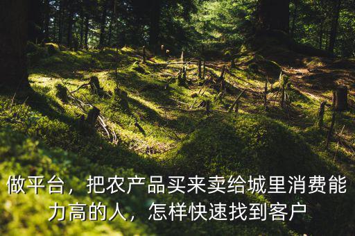 做平臺(tái)，把農(nóng)產(chǎn)品買來賣給城里消費(fèi)能力高的人，怎樣快速找到客戶