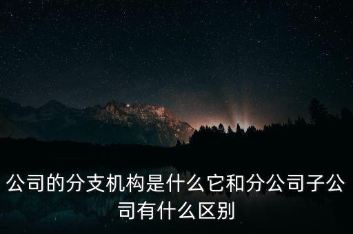 公司的分支機構是什么它和分公司子公司有什么區(qū)別