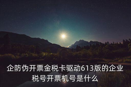 金稅盤企業(yè)稅號是什么，企防偽開票金稅卡驅(qū)動613版的企業(yè)稅號開票機號是什么