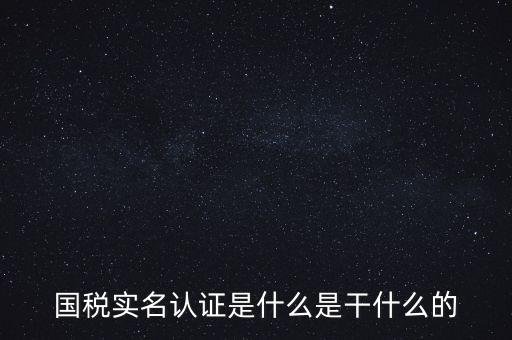 國(guó)稅實(shí)名制認(rèn)證要什么，國(guó)稅實(shí)名認(rèn)證是什么是干什么的