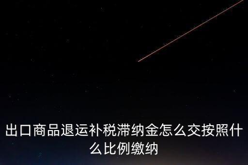 什么是退運補稅，出口商品退運補稅滯納金怎么交按照什么比例繳納