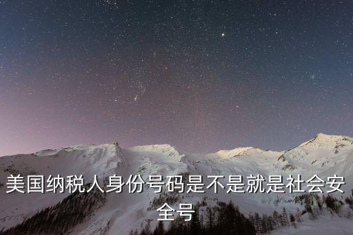 美國納稅號指什么意思，美國納稅人身份號碼是不是就是社會安全號