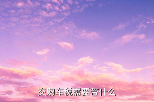 銅陵交購車稅需要什么材料，汽車購置稅要什么材料