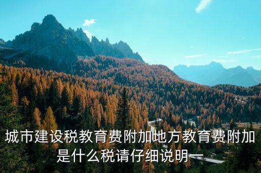 地方附加稅是什么，城市建設(shè)稅教育費(fèi)附加地方教育費(fèi)附加是什么稅請(qǐng)仔細(xì)說明一