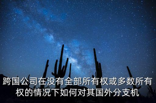 跨國公司在沒有全部所有權或多數(shù)所有權的情況下如何對其國外分支機