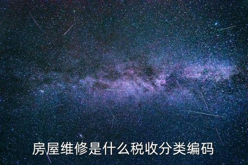 如何維護(hù)稅收分類編碼，房屋維修是什么稅收分類編碼