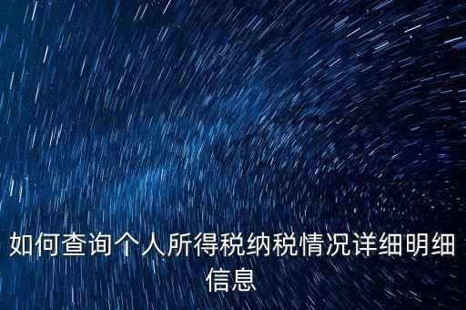 如何查個人納稅情況，個人所得稅怎么查詢