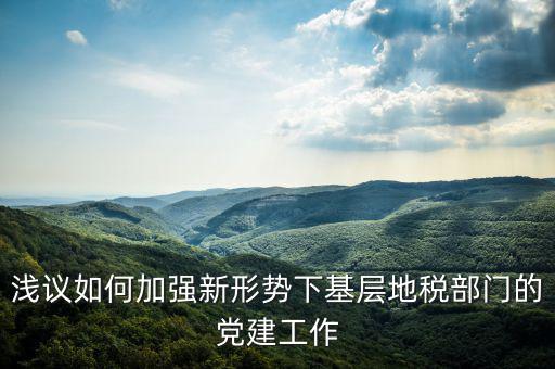 國地稅改革如何做好基層工作，淺議如何加強新形勢下基層地稅部門的黨建工作