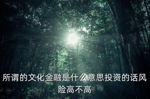 什么是金融文化，所謂的文化金融是什么意思投資的話風(fēng)險(xiǎn)高不高