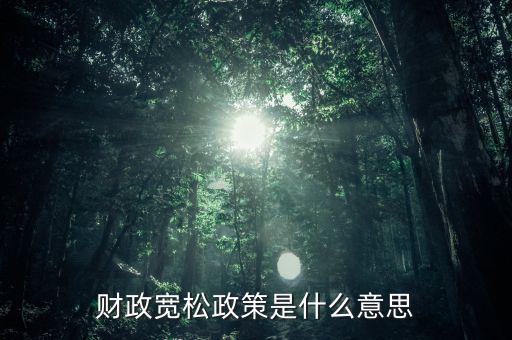 什么是寬松的財政政策，什么是寬松經(jīng)濟(jì)政策
