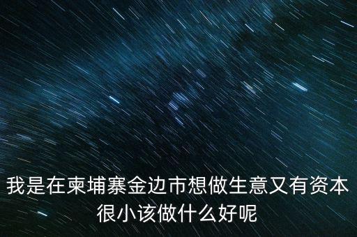 柬埔寨投資100萬(wàn)元能干什么，我是在柬埔寨金邊市想做生意又有資本很小該做什么好呢